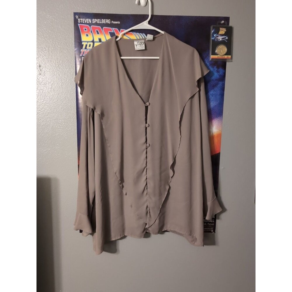 Kathryn Deene Gray Vintage 3 Button Blouse Long Sleeve Plus Size 22/24